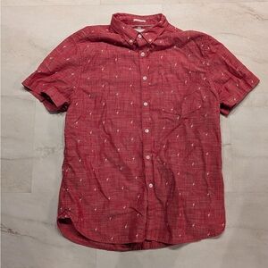 Cactus Man Ricky Singh Flamingo Print Casual Button Up Shirt Size L Red